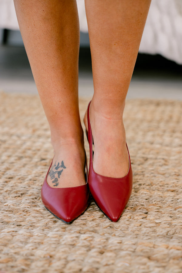 Chic Soul plus size clothing, red sling back flats that come to a point 