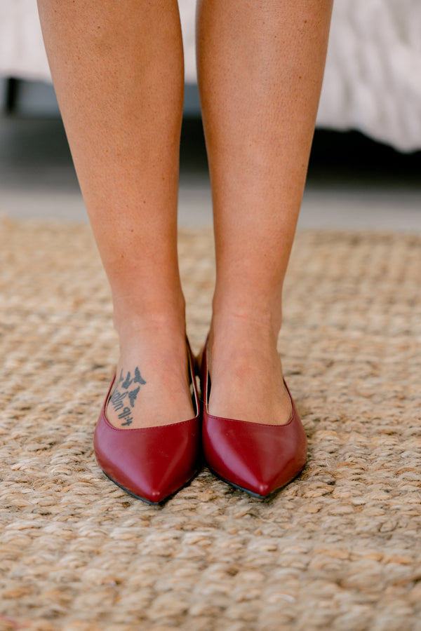 Chic Soul plus size clothing, red sling back flats that come to a point 