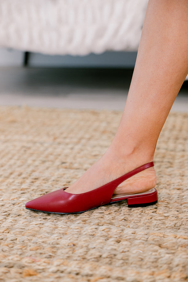 Chic Soul plus size clothing, red sling back flats that come to a point 