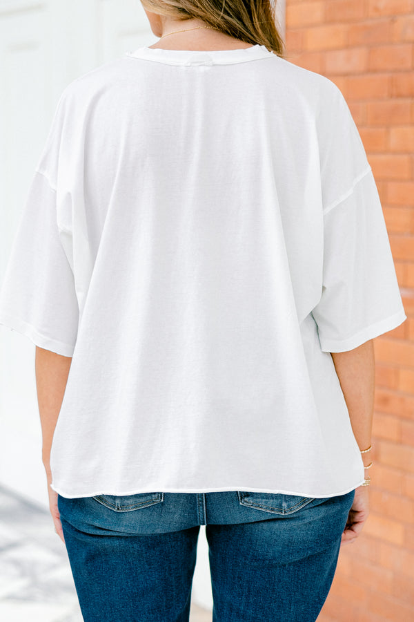 Chic Soul Plus size Clothing, White short sleeve tee with the saying 