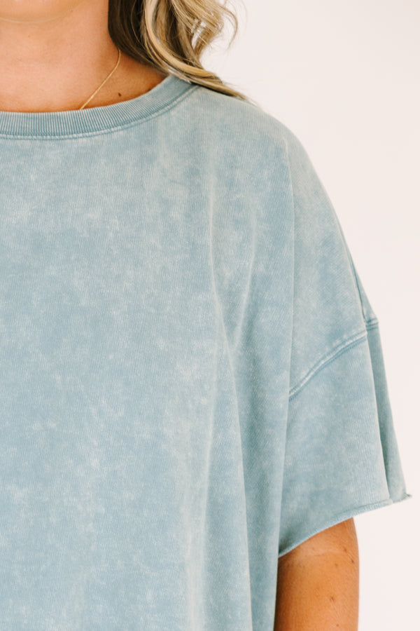 Plus Size ash blue mineral wash oversized t-shirt with a crew neck and drop shoulder sleeves.