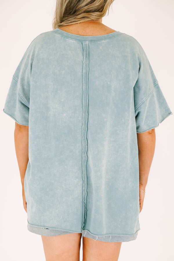Plus Size ash blue mineral wash oversized t-shirt with a crew neck and drop shoulder sleeves.