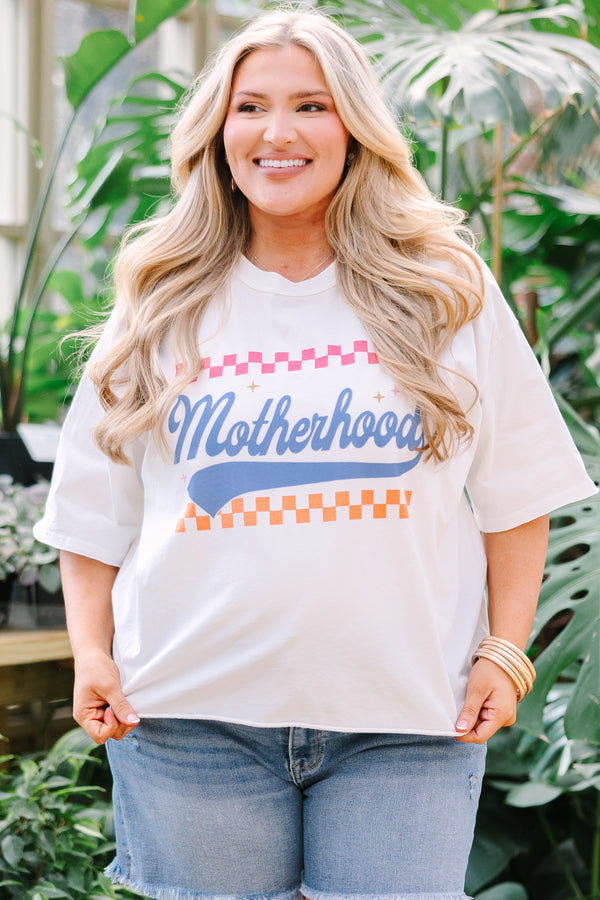 Chic Soul plus size clothing, white cropped graphic tee with the word 