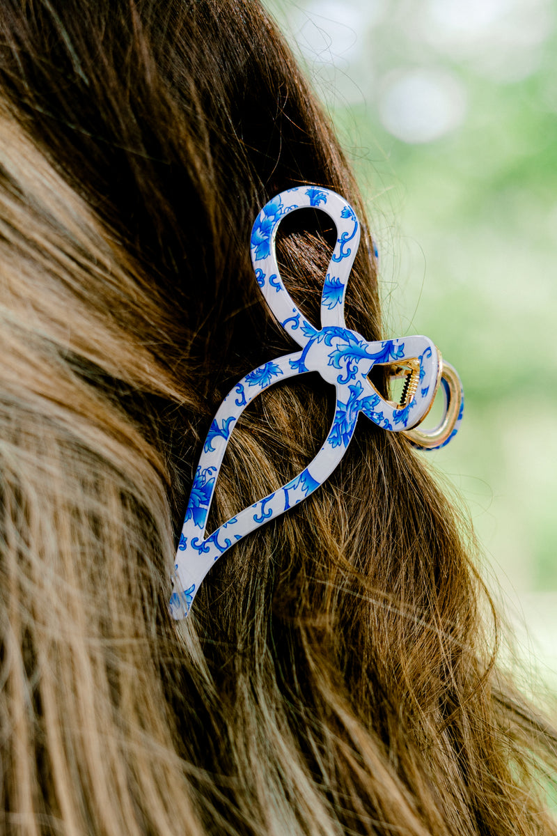 Lumignon ♥ L tweed ribbon hair clip ブルー Ribbons In Her Hair Clip, Blue – Chic Soul