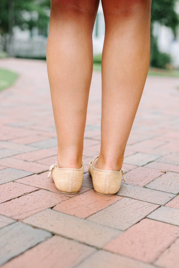 Natural woven Mary Jane flats with adjustable straps