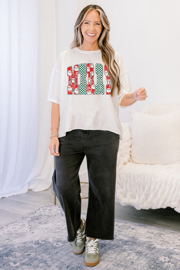 Chic Soul plus size clothing, white boyfriend tee with 