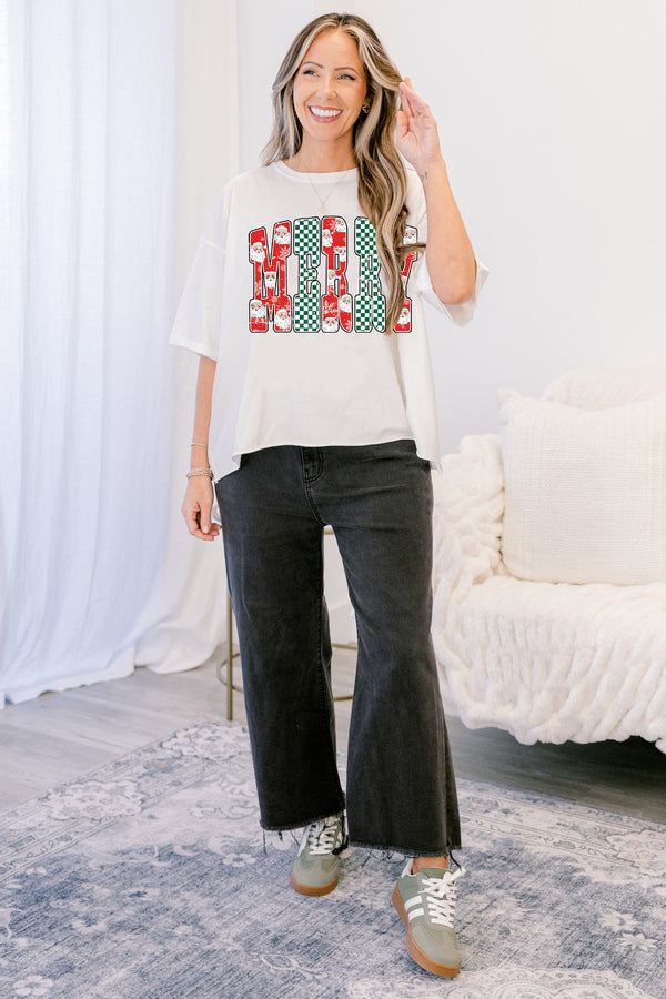 Chic Soul plus size clothing, white boyfriend tee with 