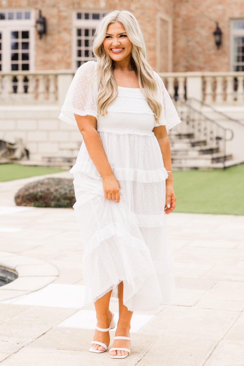 Ruffle Some Feathers Dress, Off White  Chic Soul