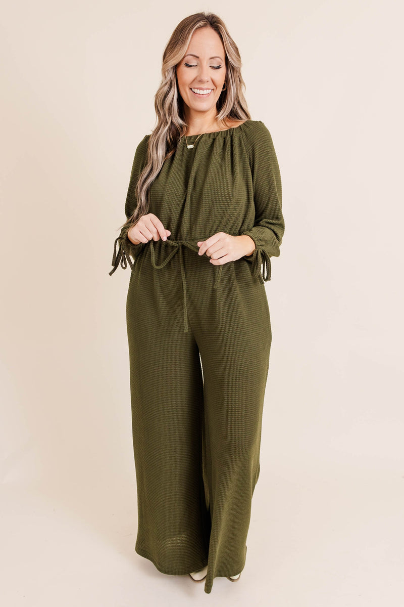 Running On Fumes Jumpsuit, Olive – Chic Soul