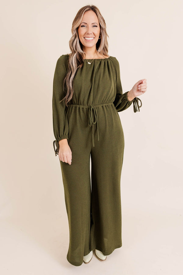 Running On Fumes Jumpsuit, Olive – Chic Soul