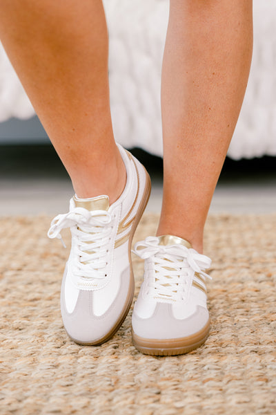 Running The Show Sneakers, Gold – Chic Soul