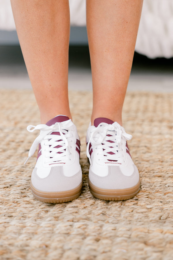 Chic Soul Plus size clothing, white sneakers with grey and red accents 