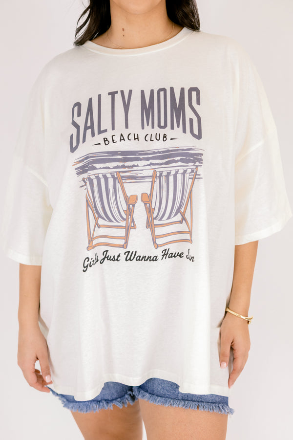 Chic Soul plus size clothing, ivory over sized boyfriend tee with 