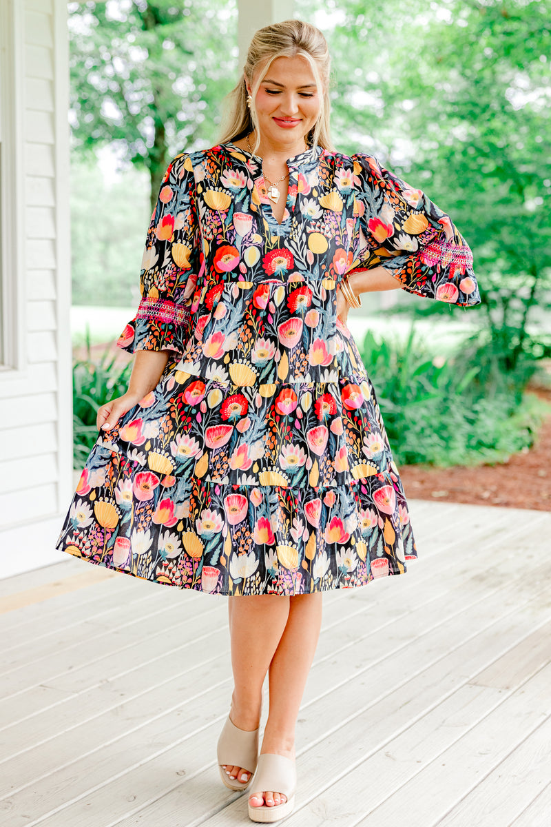 navy blue and yellow floral dress Sands Of Life Dress, Navy Floral – Chic Soul
