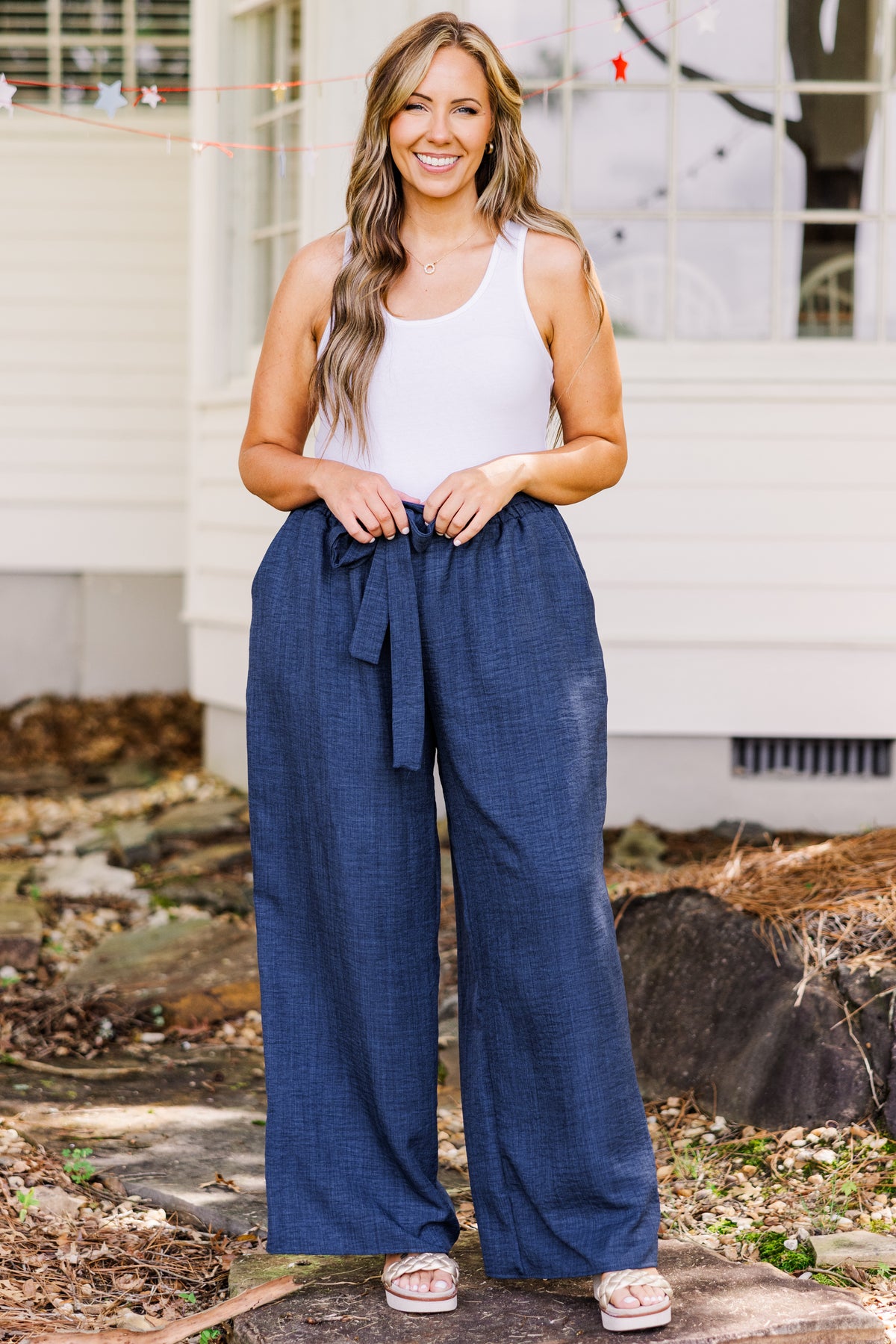 Sandy Shoreline Pants, Navy Blue – Chic Soul