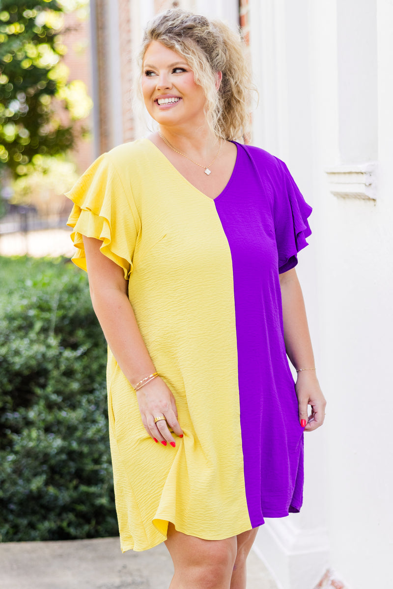 Women's Saturday Best Dress Saturday Best Dress, Yellow-Purple – Chic Soul