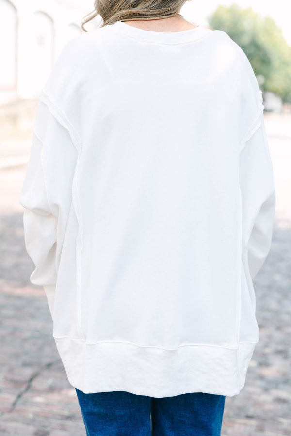 Plus Size ivory crew neck sweatshirt with a Saturdays in the South football graphic 