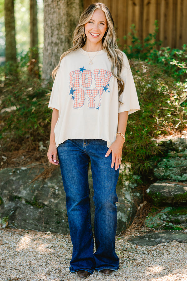 Chic Soul plus size clothing, off white graphic tee with 