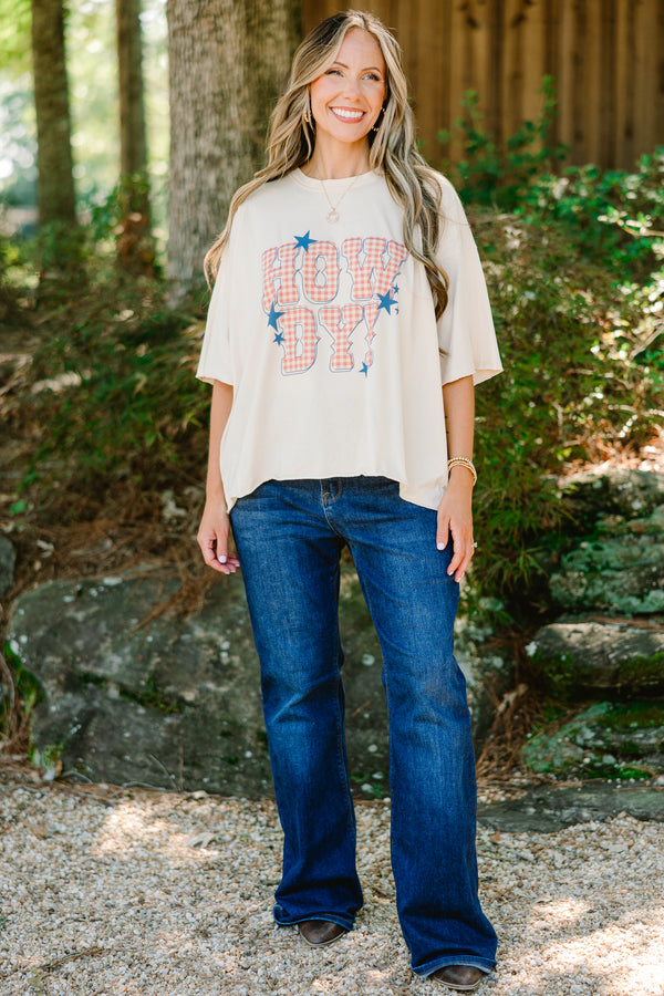 Chic Soul plus size clothing, off white graphic tee with 