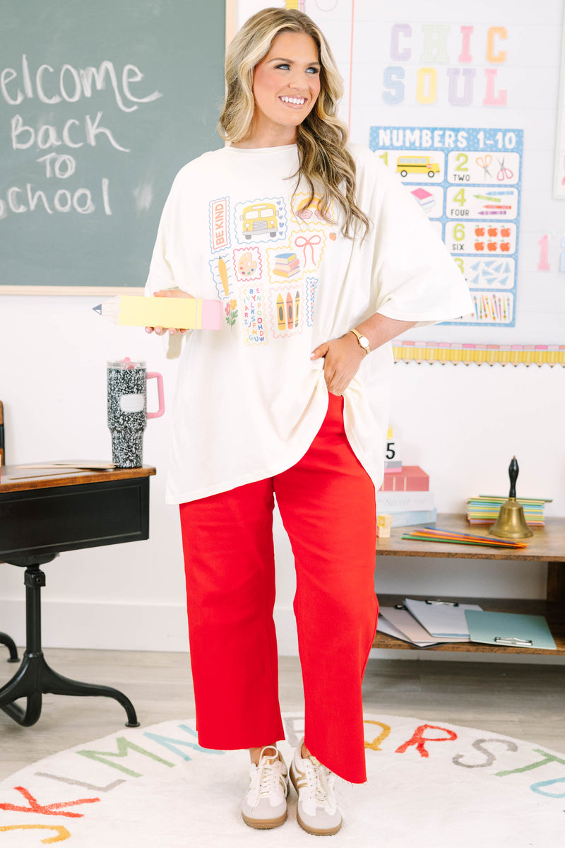 School Staples Boyfriend Tee, Ivory – Chic Soul