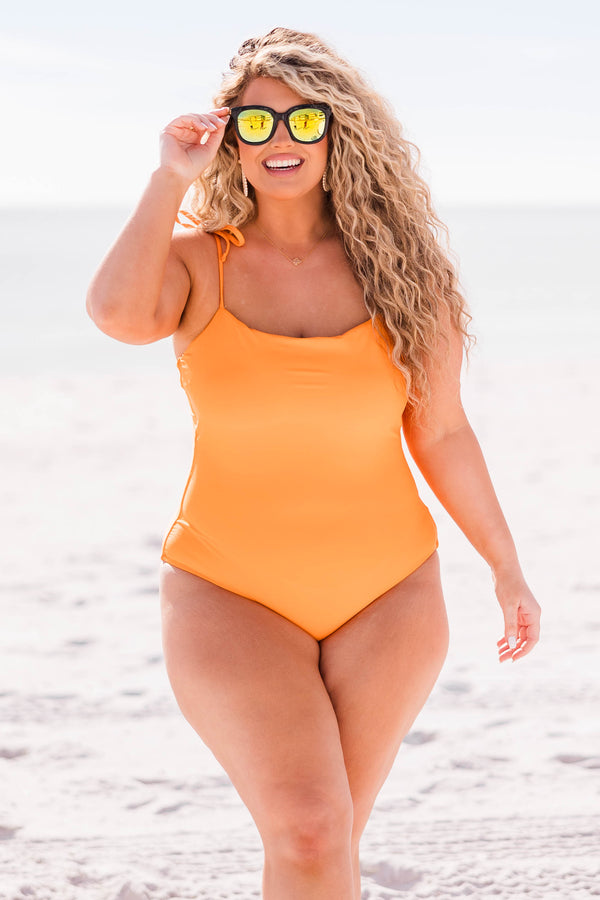 Orange one piece swimsuit plus size online