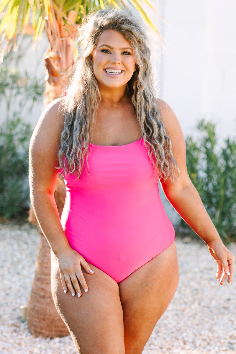 Beach Belle Honolulu Pink Plus Size Sarong Front Swimsuit - Plus Size  Swimwear