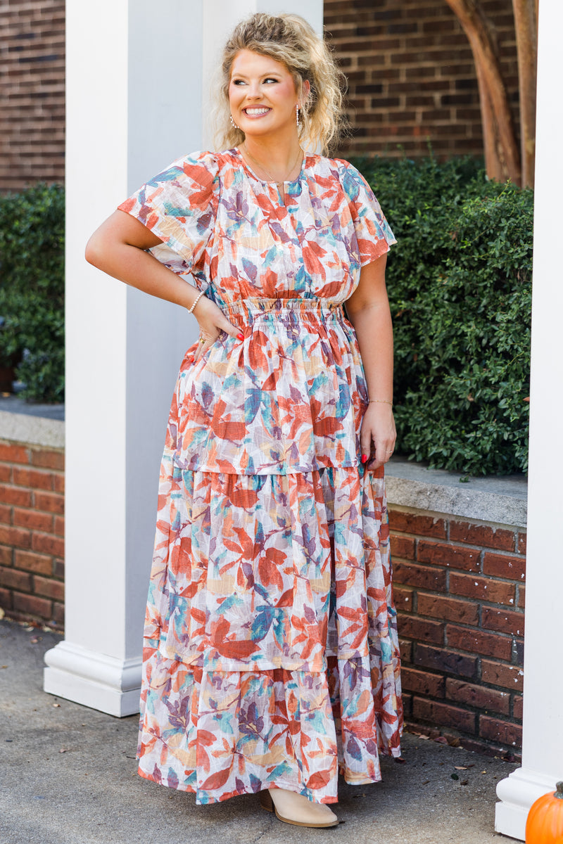 Women's Seasons Changing Dress, Orange | Size: 1X By Chic Soul Women's Seasons Changing Dress, Orange | Size: 1X By Chic Soul