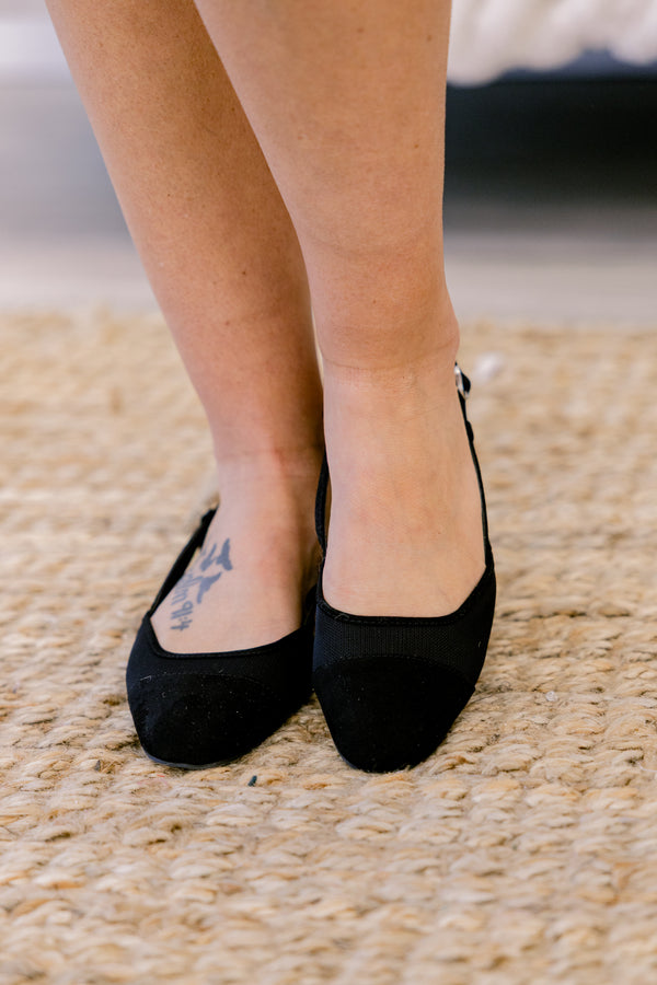 Chic Soul plus size clothing, black suede round toe flats