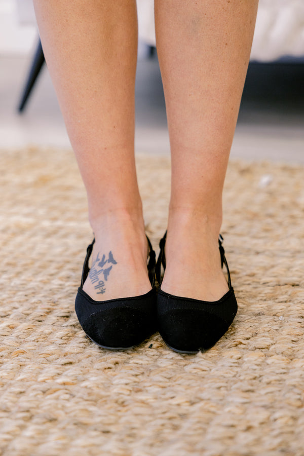 Chic Soul plus size clothing, black suede round toe flats