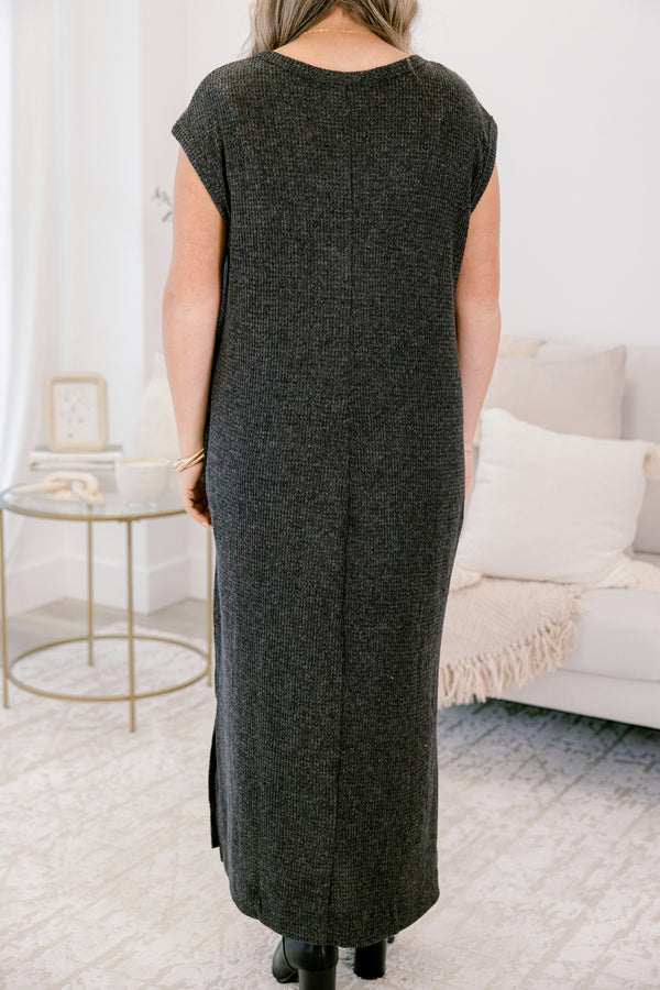 Chic Soul plus size clothing, black turtle neck chunky sweater and maxi dress set