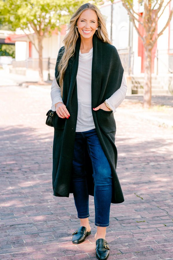 Chic Soul plus size clothing, black short sleeve maxi cardigan 