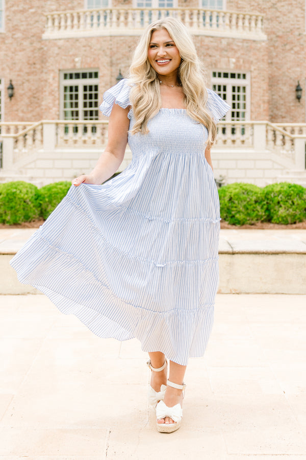Blue And White Striped Dress Plus Size As It Should Be Dress, Blue Stripe Chic Soul Blue And White Striped Dress Plus Size As It Should Be Dress, Blue Stripe Chic Soul