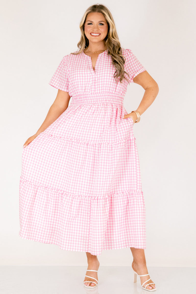 pink gingham dress plus Painter Pink Gingham Midi Dress