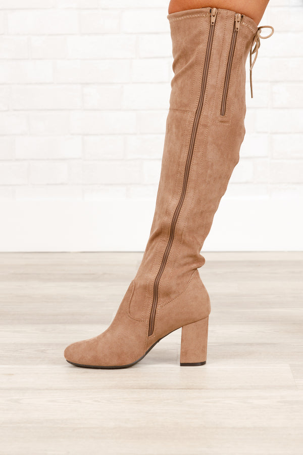 Taupe knee high boots fashion uk