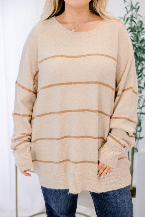 Slumber Party Sweater, Tan-Brown