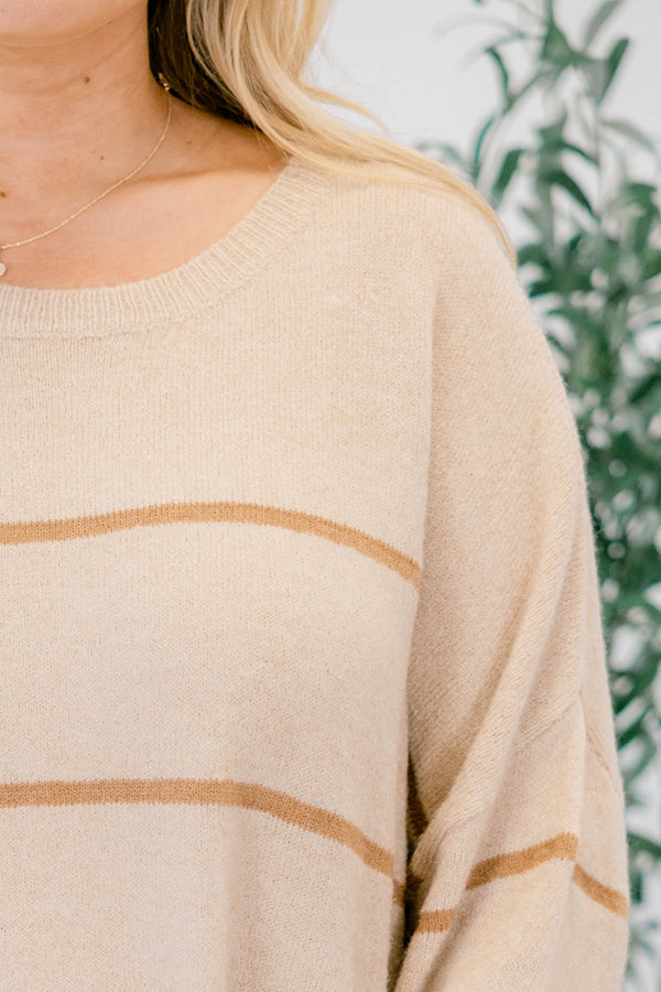 Slumber Party Sweater, Tan-Brown