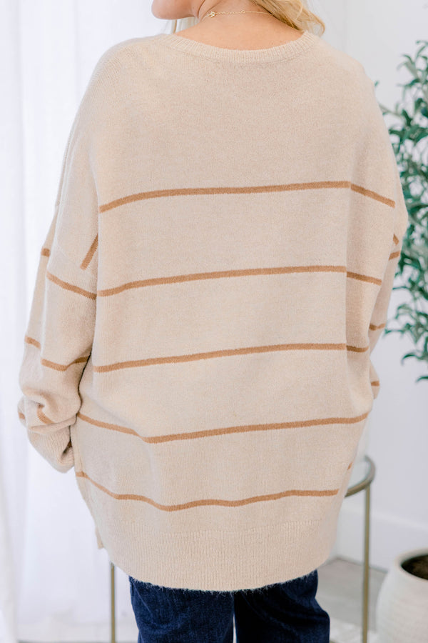 Slumber Party Sweater, Tan-Brown