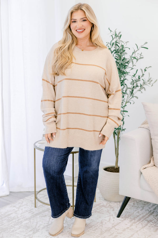 Slumber Party Sweater, Tan-Brown