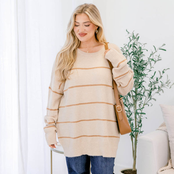 Slumber Party Sweater, Tan-Brown