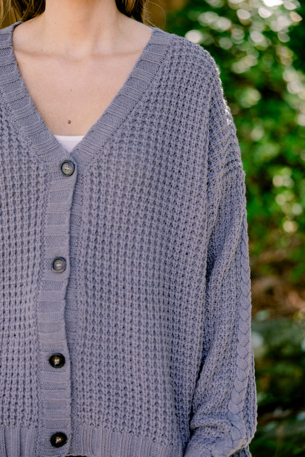 Chic Soul plus size clothing, charcoal gray button up long sleeve knit cardigan