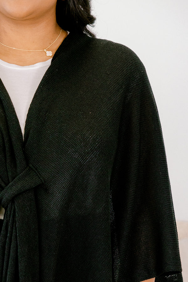 Chic Soul plus size clothing, black sweater 3/4 sleeve poncho 