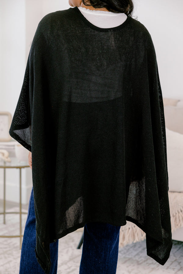 Chic Soul plus size clothing, black sweater 3/4 sleeve poncho 