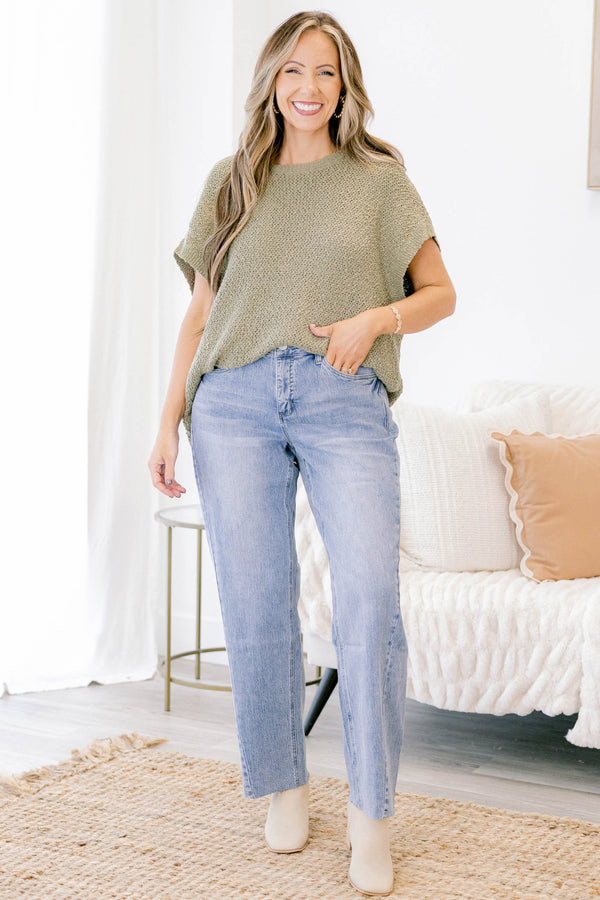 Chic Soul plus size clothing, full length medium wash straight leg blue jeans