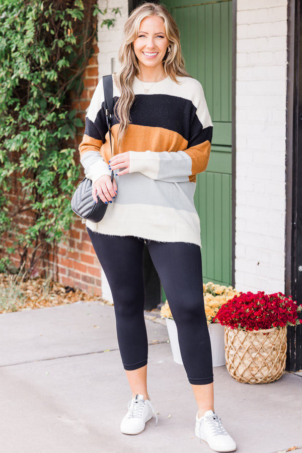 Crazy stripe sweater leggings fashion