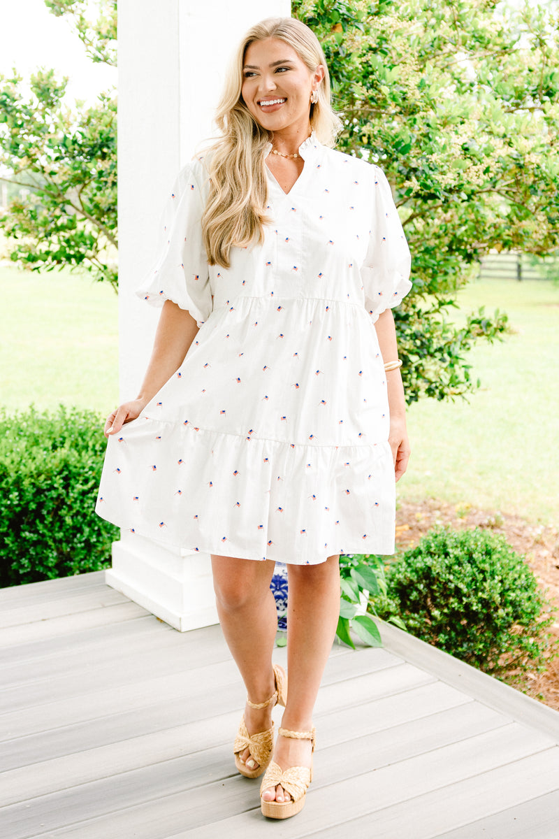 white plus size babydoll dress Stars And Stripes Dress, White – Chic Soul