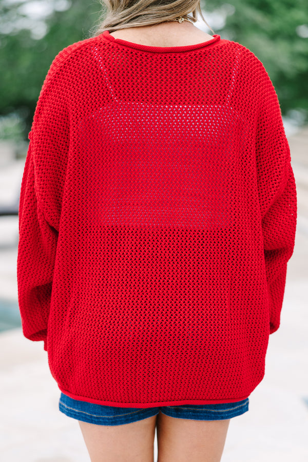 Chic Soul plus size clothing, ruby knit long sleeve sweater with knit American flag on front