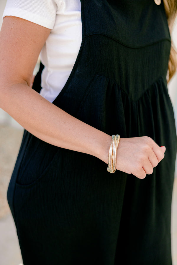 Chic Soul plus size clothing, two gold round snake chain bracelets interlaced