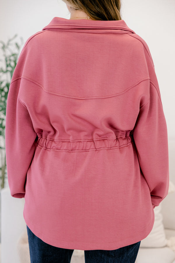 Chic Soul plus size clothing, red jacket with long sleeves and sinched waist that ties into a bow as well as a collar 