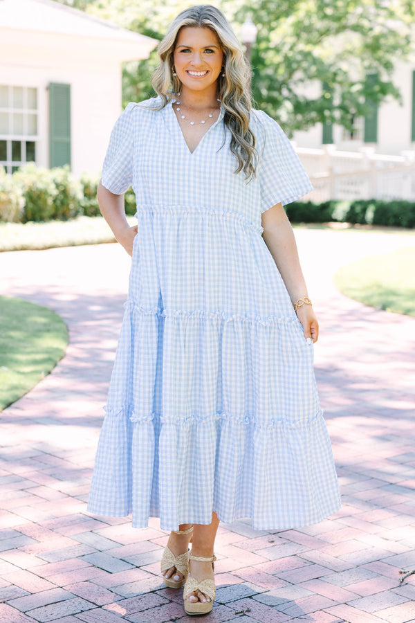baby blue plus size dress Straight Shot Dress, Baby Blue Gingham – Chic Soul
