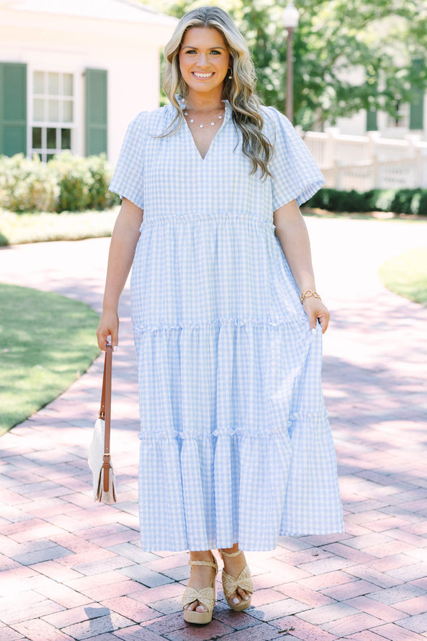 Straight Shot Dress, Baby Blue Gingham – Chic Soul
